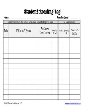printable reading log template forms fillable samples   word