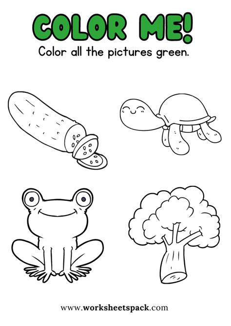 green coloring pages worksheets  teachers