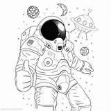 Astronaut Ufo Landed Xcolorings Nasa sketch template