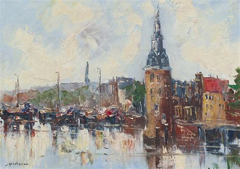 jan kelderman jan kelderman olieverf munttoren te amsterdam verkocht kunstveilingbe