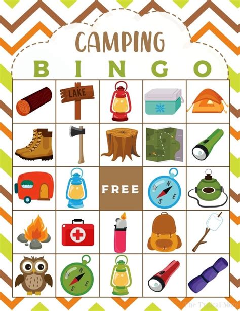 printable camping bingo game  typical mom
