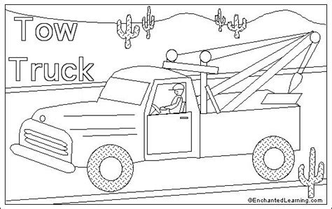 tow truck  coloring page enchantedlearningcom