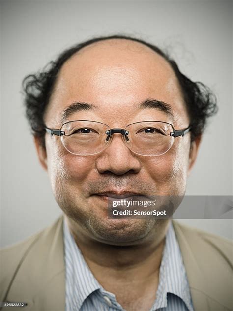 Portrait Of A Real Happy Japanese Man With Black Hair High Res Stock