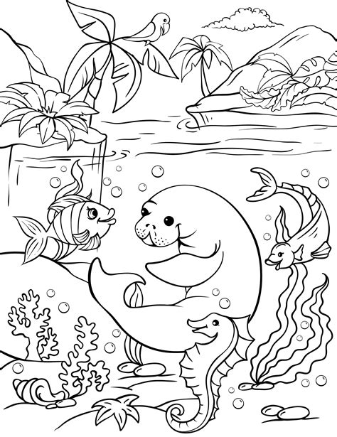 pages coloring  sea animals digital coloring  kids etsy