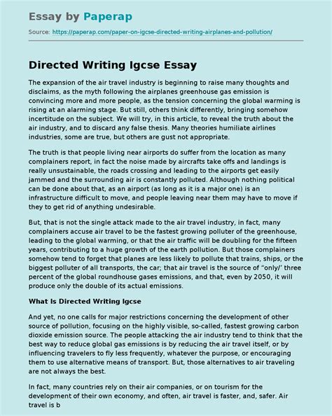 directed writing igcse  essay