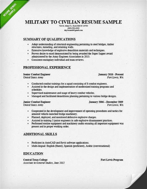 army resume