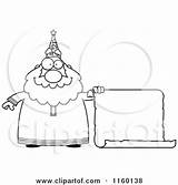 Wizard Chubby Scroll Holding Blank Sign Clipart Cartoon Thoman Cory Outlined Coloring Vector 2021 sketch template