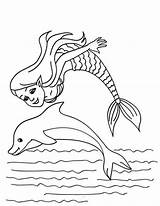 Mermaid Dolphin Coloring Pages Print Playing Version sketch template