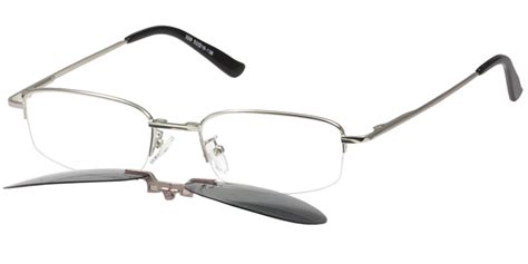 men s metal semi rimless frame eyeglasses with clip on