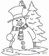 Coloring Christmas Pages Snowman Tree Near sketch template