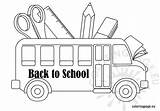 School Back Coloring Bus sketch template