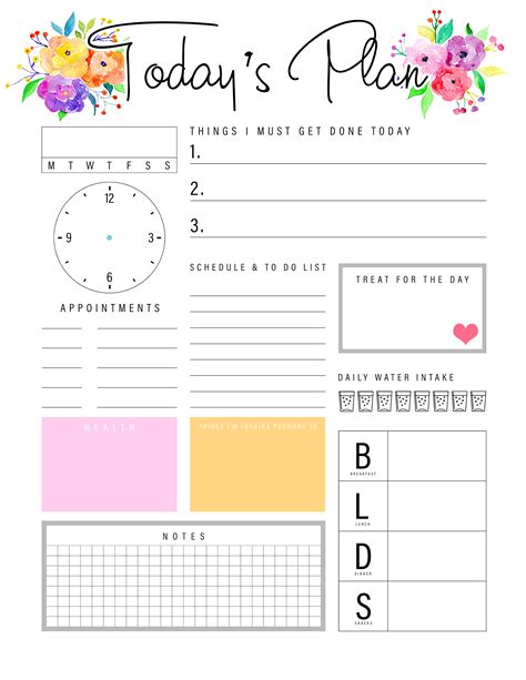 printable daily planner sheets printable templates