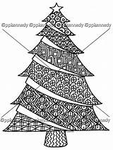 Zentangle Tree Christmas Coloring Description sketch template
