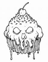 Coloring Pages Evil Cupcake Scary Monster Halloween Drawings Drawing Horror Adult Adults Creepy Book Skull Printable Color Tattoo Colouring Bing sketch template