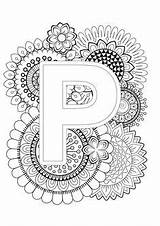 Coloring Letter Pages Colouring Awesome Mendhika Embroidery Letters Adult Mindfulness Drawings sketch template