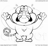 Monkey Scared Baboon Cartoon Clipart Coloring Vector Outlined Thoman Cory sketch template