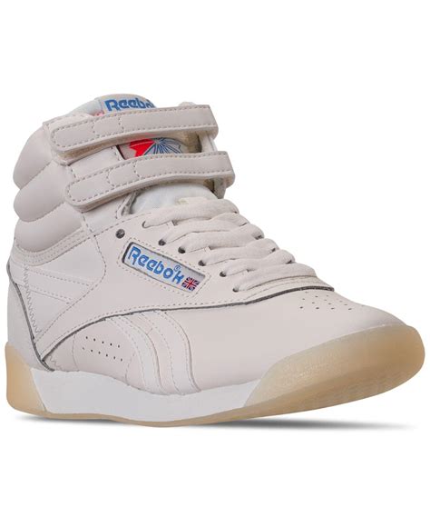 reebok freestyle high top casual sneakers  finish   white lyst