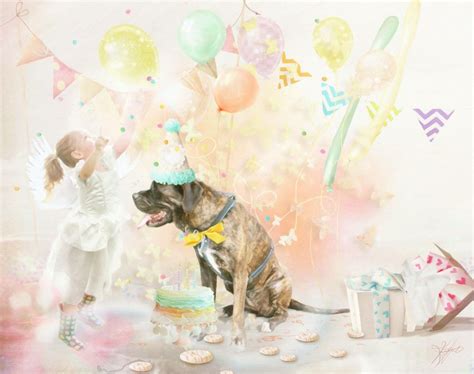 happy birthday  heaven rainbow bridge dog dogs mastiff rescue dogs angel digital art digital
