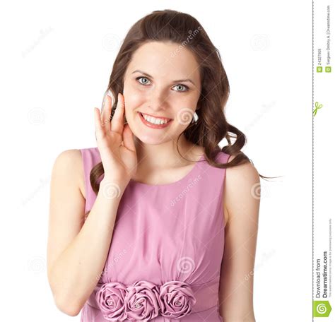 embarrassed woman is smiling stock image image of posing violet