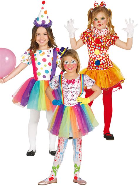 girls rainbow clown costumes childs circus fancy dress kids book week