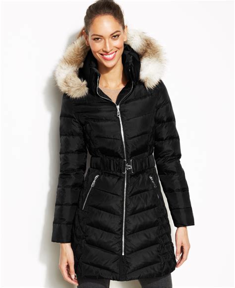 Belted Down Coat With Hood Jacketin