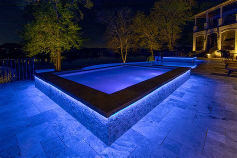 blue linear led strip lighting  pool patio light  nashville