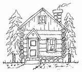 Cabin Log Cabins Woods Coloring Pages Easy Drawings Drawing Little Sketch Line House Template Colouring Draw Sketchite Wood Templates Stamps sketch template