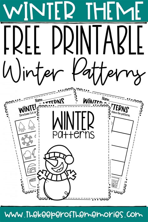 printable patterns winter preschool worksheets  keeper