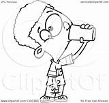 Thirsty Drinking Boy Cartoon Clipart Outline Cup African Illustration American Vector Lineart Royalty Toonaday Ron Leishman Regarding Notes sketch template