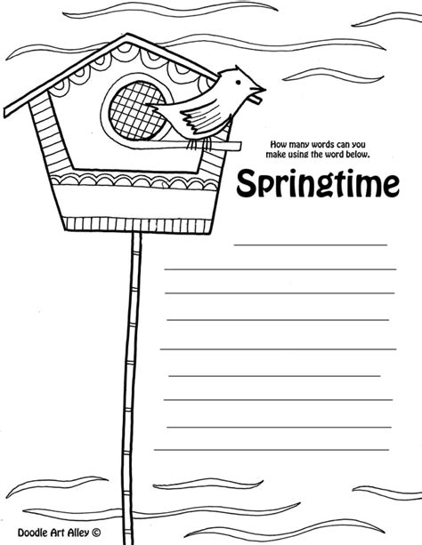 spring coloring pages doodle art alley
