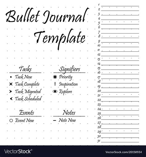 bullet journal template simple papers task vector image