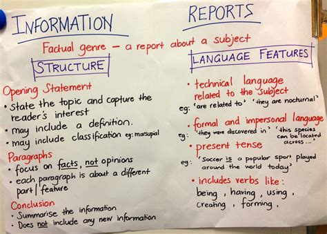 information reports structure  language features  tabones