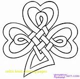 Celtic Knot Shamrock Clover Coloring Pages Drawing Designs Draw Patterns Irish Tattoos Knots Symbols Heart Step Tattoo Cross Leaf Color sketch template