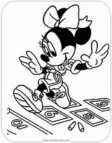 Minnie Coloring Mouse Pages Disney Hopscotch Playing sketch template