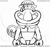 Monkey Proboscis Clipart Outlined Explorer Coloring Cartoon Thoman Cory Vector sketch template