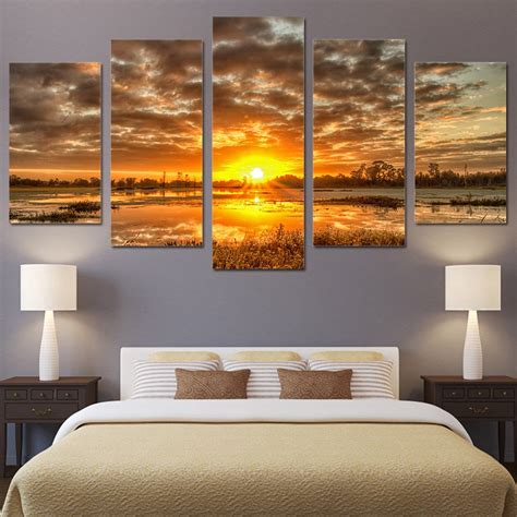 sunrise sunset  water framed  piece nature canvas wall art painting