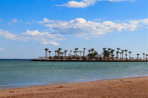 view  red sea coast   beach  hurghada egypt stock photo