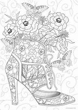 Coloring Adult Shoe Pages Sold Etsy Sheets Designs Colouring sketch template