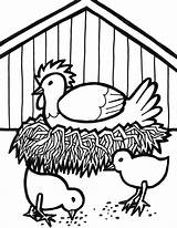 Coloring Farm Pages Chicken Animals Animal Printable Sheets Kids Hen Activities Crafts Barn Print Rooster Diy Little sketch template
