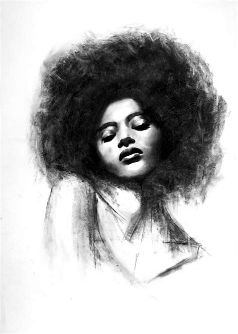 sketch black girl  afro drawing sanontoh