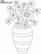 Pot Flower Coloring Flowers Vase Pages Drawing Printable Plant Drawings Pots Flowerpot Colour Vases Jasmine Roses Sheet Simple Getdrawings Painting sketch template