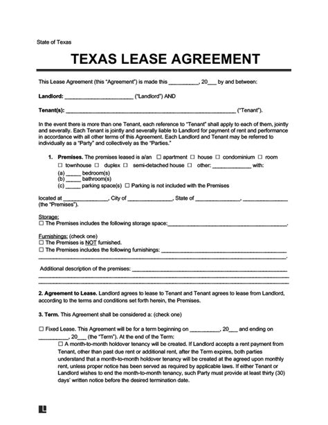 texas residential leaserental agreement create