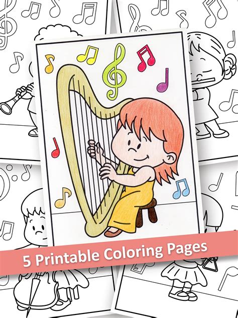 musician kids coloring pages volume  etsy