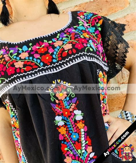 Rj00684 Vestido Artesanal Mexicano Para Mujer Hecho En Chiapas Bordado