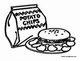Chips Potato Snacks sketch template