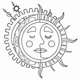 Moon Sun Pages Coloring Steampunk Tattoo Hippie Earth Adult Lineart Deviantart Drawings Colouring Stars Adults Nature Books Print Getdrawings Description sketch template