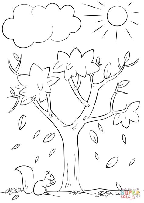 autumn tree coloring page  printable coloring pages