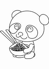 Panda Cute Coloring Pages Dinner Printable Chopsticks Eats sketch template