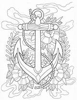 Coloring Pages Tattoo Adult Anchor Printable Nautical Tattoos Book Adults Print Star Sheets Color Mandala Colouring Anchors Kids Ausmalbilder Getcolorings sketch template