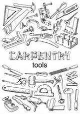Tools Carpentry Drawing Carpenter Tool Vector Tattoo Set Work Drawings Woodworking Illustration Freehand Sketch Coloring Style Pages Colourbox Stock Hand sketch template